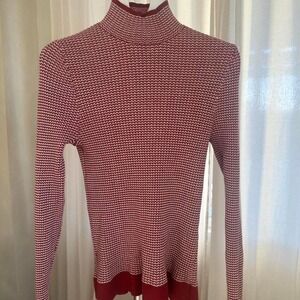 Pure Navy Knitted Red Turtleneck